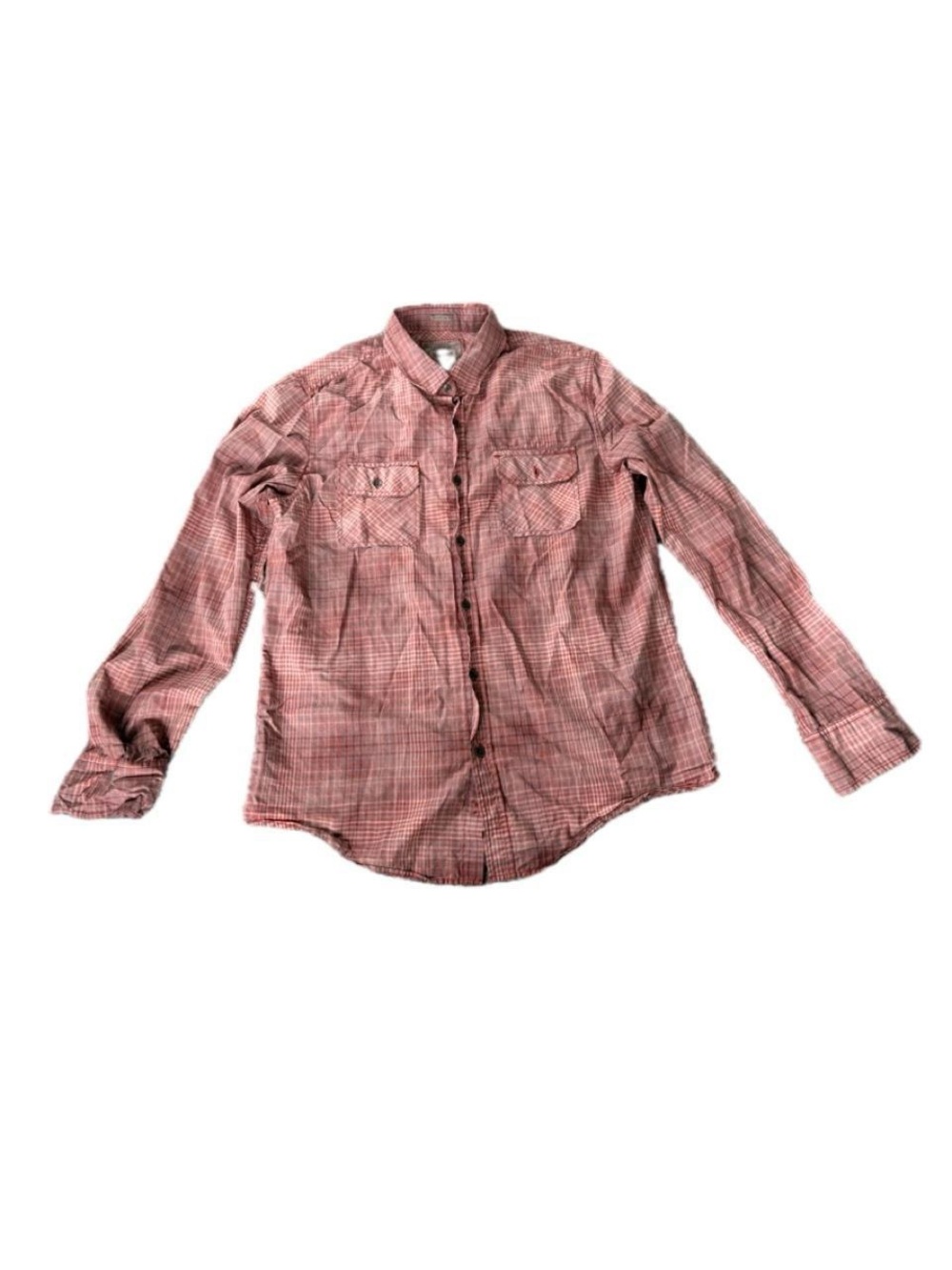 Men’s Guess Red Plaid Long-Sleeve Button-Down Shirt